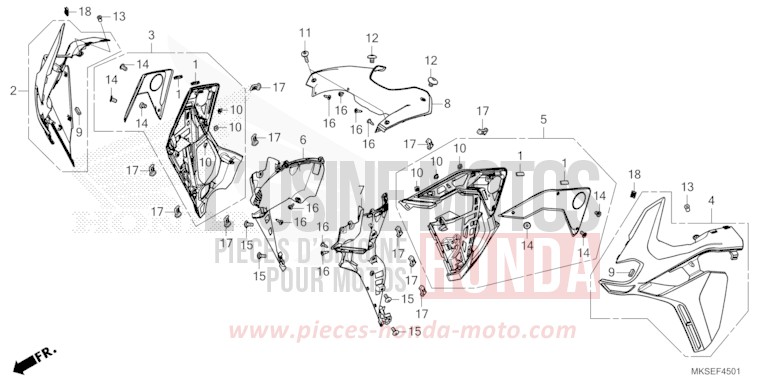 CARENAGE MILIEU (CRF1100A2/A4/AL2/D2/D4/DL2/DL4) de Africa Twin DCT PEARL GLARE WHITE (NHB53H) 2021
